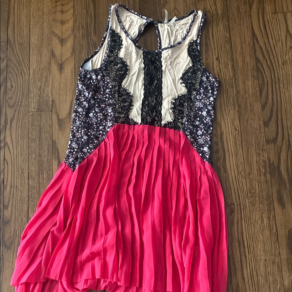 Pink and Black lace Sleeveless Tunic dress Gimmicks